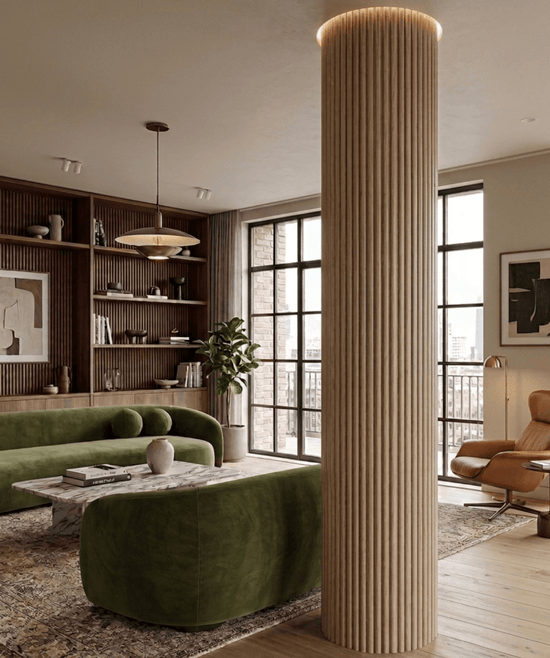 Flex panel de palillería flexible media luna en madera de ayous 240x30 cm para interiores