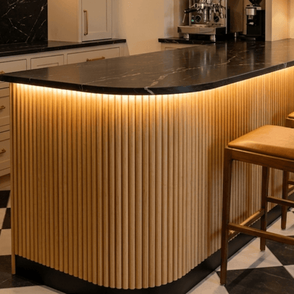 Flex panel de palillería flexible media luna en madera de ayous 240x30 cm para interiores